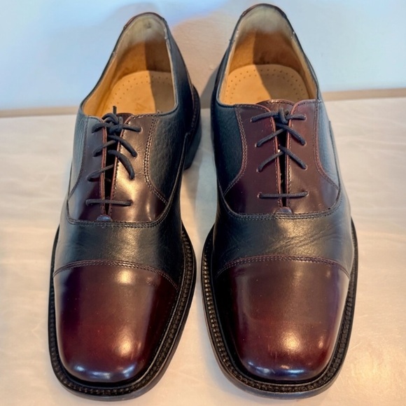 Barcelino Handmade Italian Leather Cap Toe Shoes Burgundy/Black |10M |Vero Cuoio main image 12